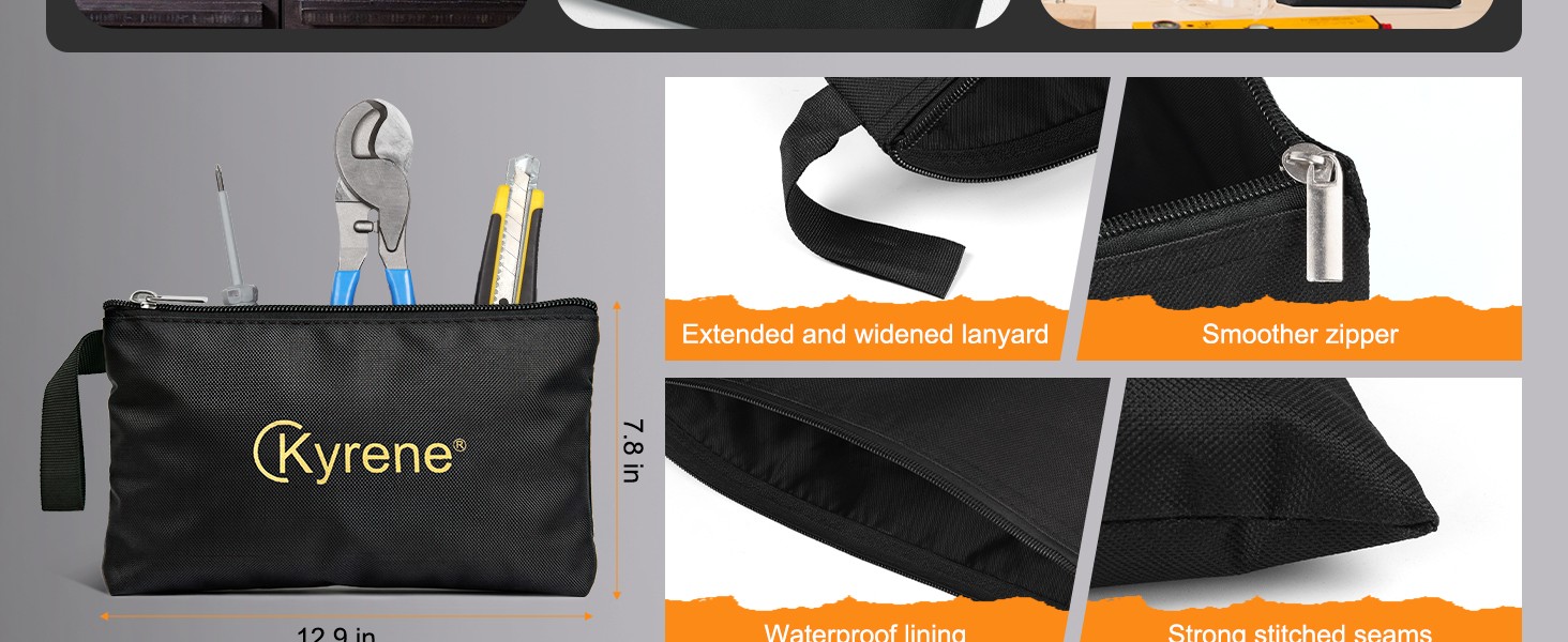 5 Pack Tool Pouches with Zipper, Utility Multipurpose Storage Organizer Tool