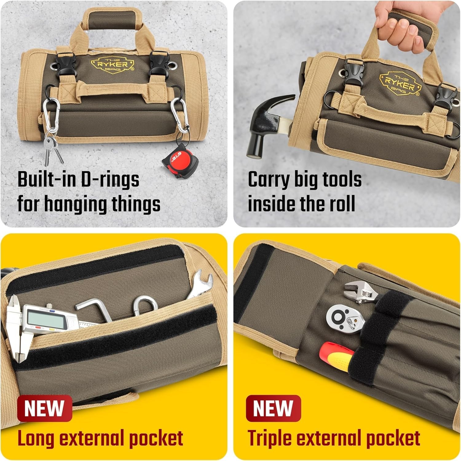 Compact Tool Roll Organizer with Detachable Pouches – Ideal for Dads & Mechanics