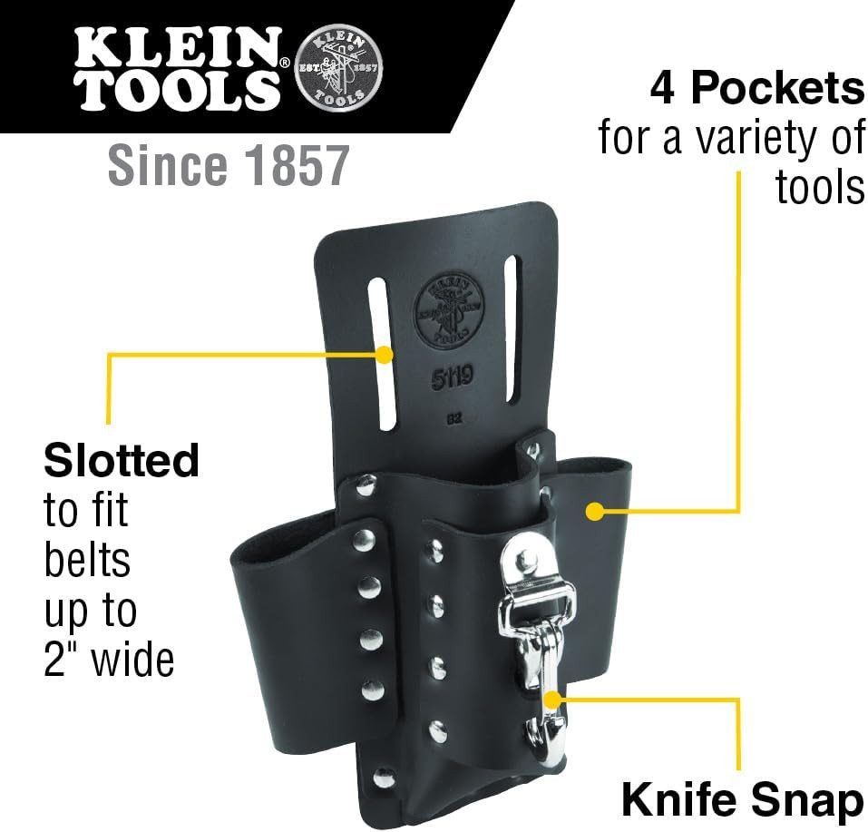 5119 Tool Pouch, Multi Tool Holder with 4 Pockets and Knife Holder Is Great for