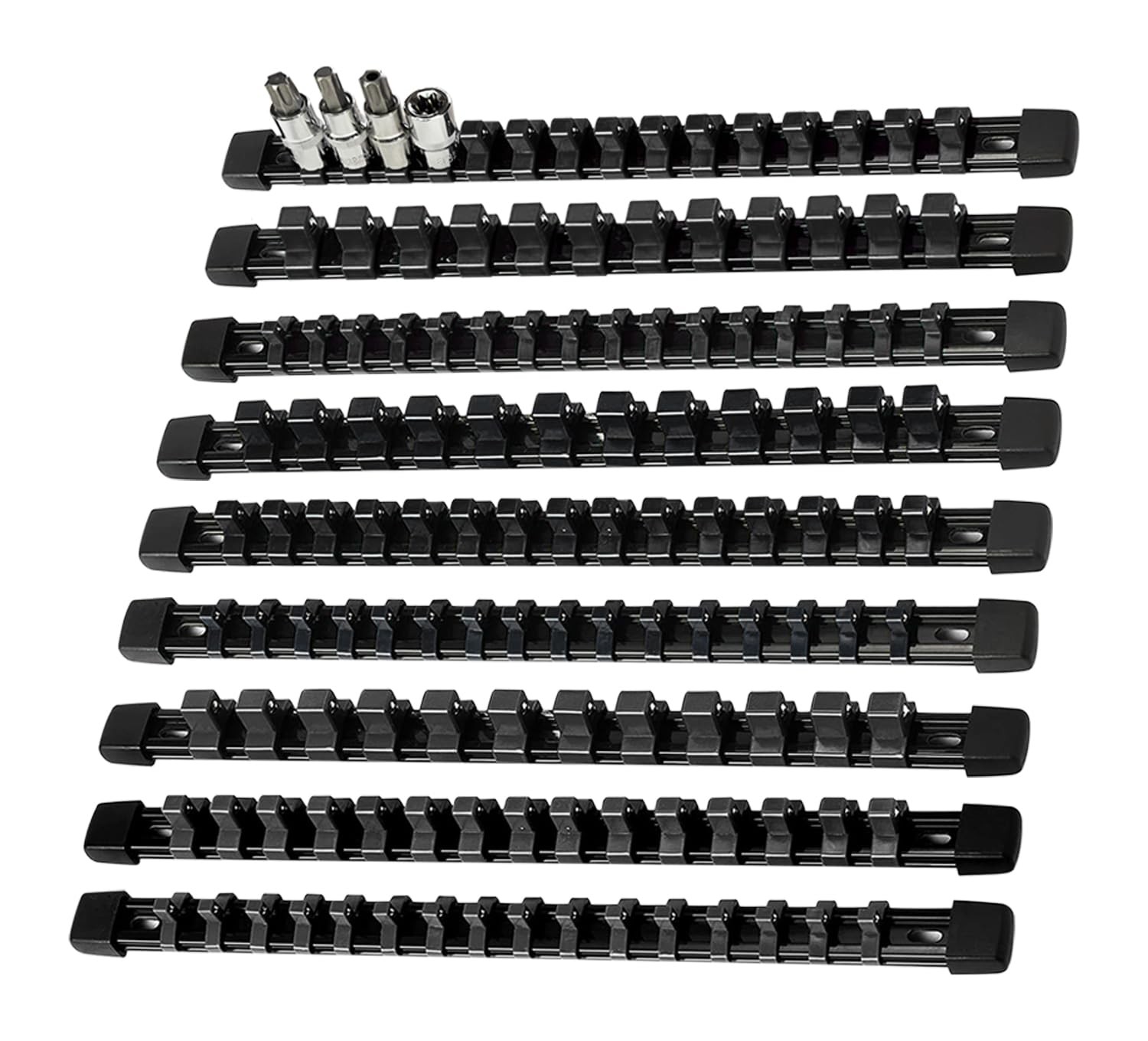 AMM 9-Piece Socket Organizer, 1/2 inch, 3/8 inch and 1/4 9PC, BLACK
