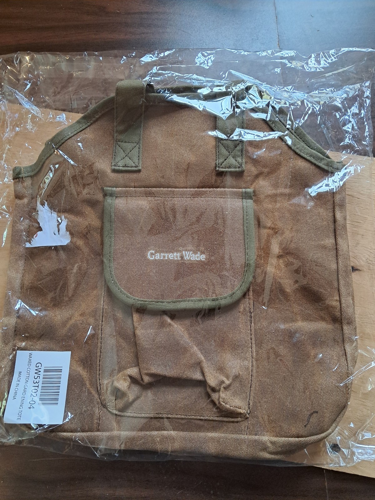 Garrett Wade- Waxed Canvas Carrier Brown Garden Tote NEW