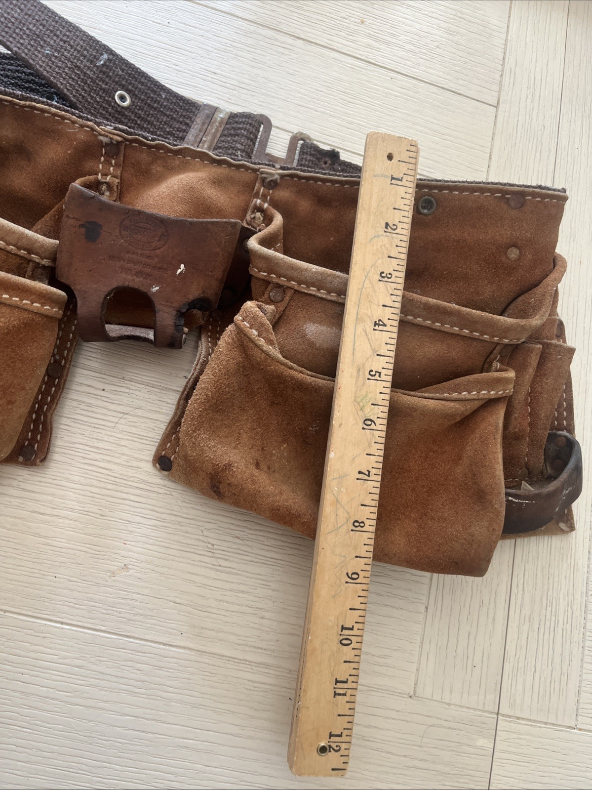 Vintage Suede Tool Pouch Nail Apron Heavy Split Cowhide No. 490X By Nicholas
