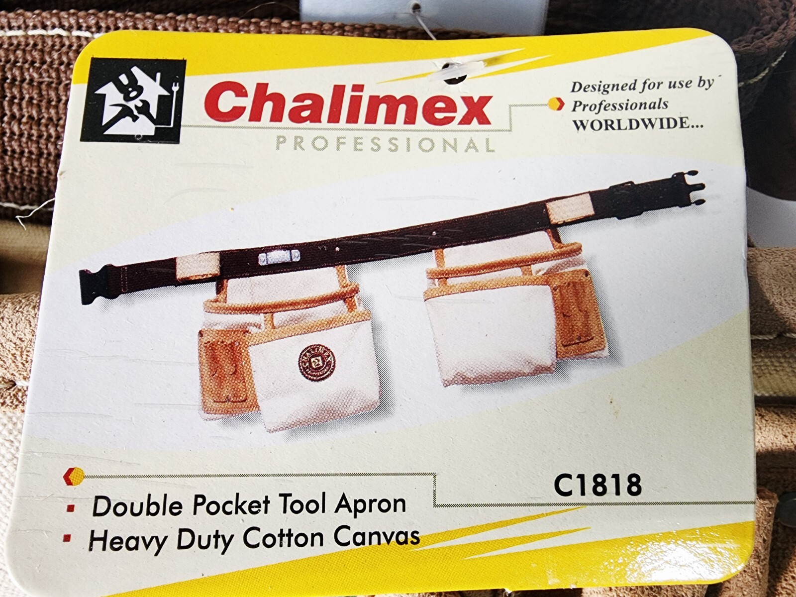 Chalimex C1818 Double Pocket Tool Belt Apron Canvas and Leather