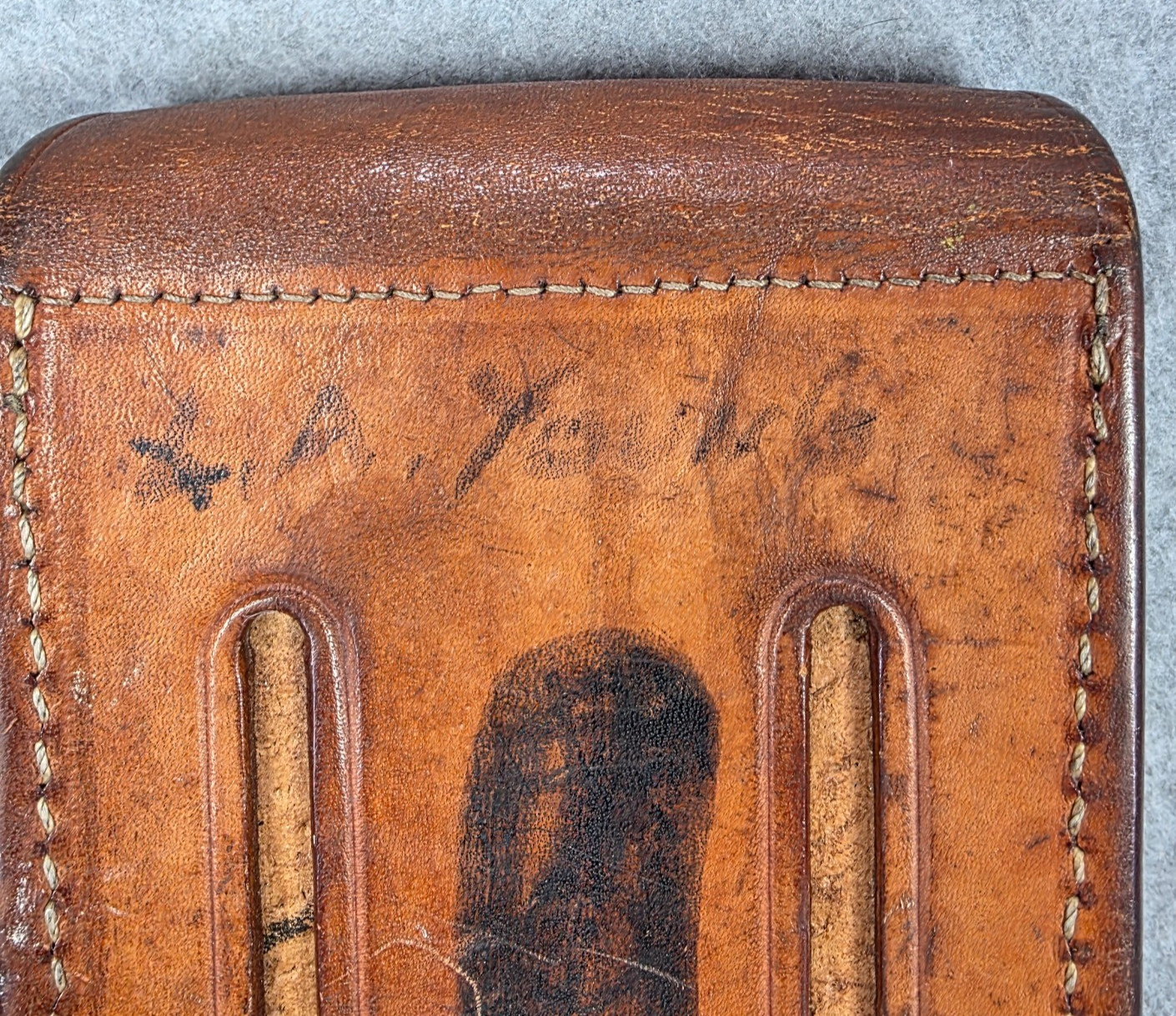 Vintage CuSack Q Leather Tool Belt Loop Hard Case Bag Pouch 8″ USA Made brown