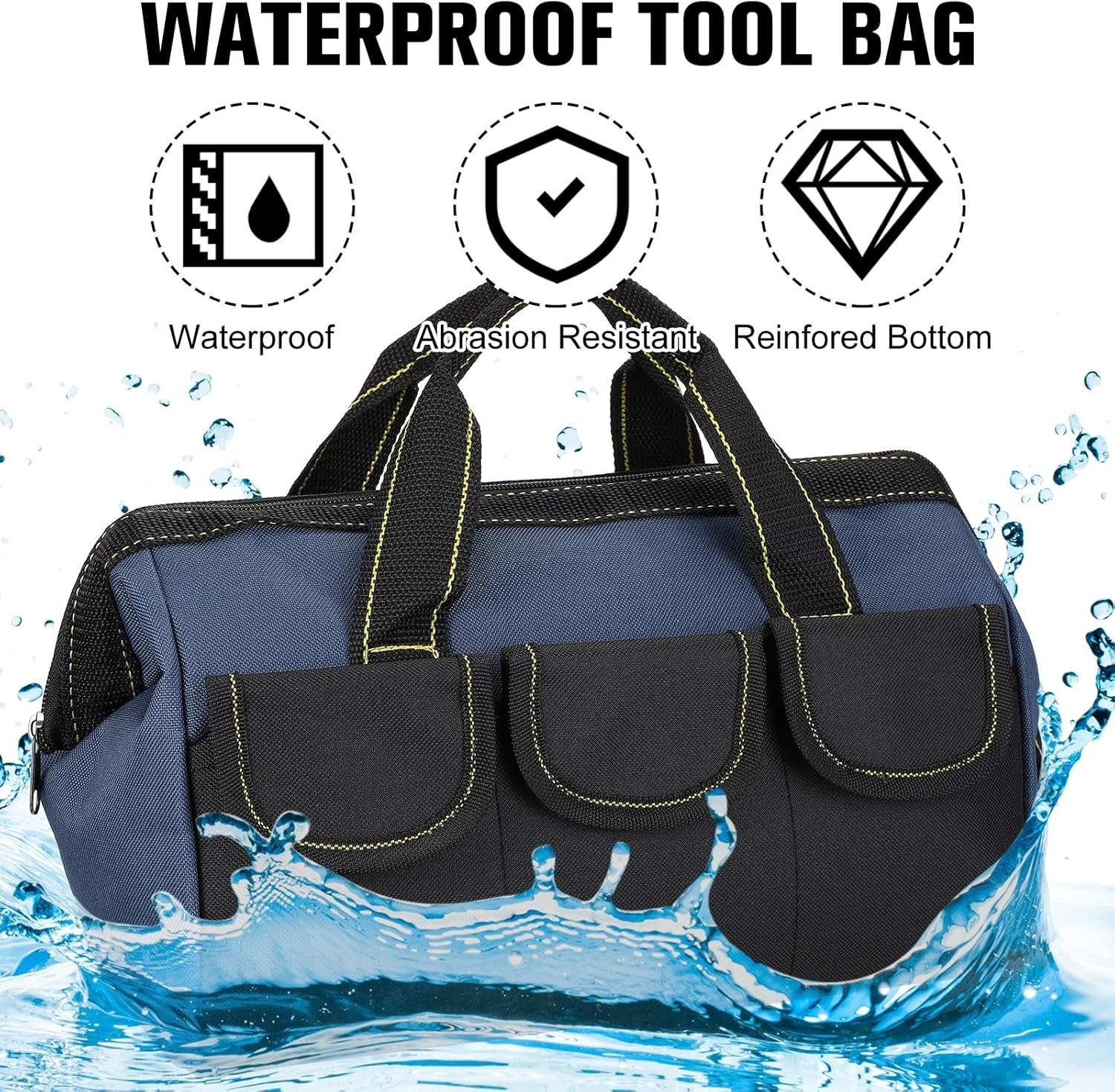 Portable 13 Inch Multi-Colored Tool Bag Set with Hard Bottom – Waterproof Design