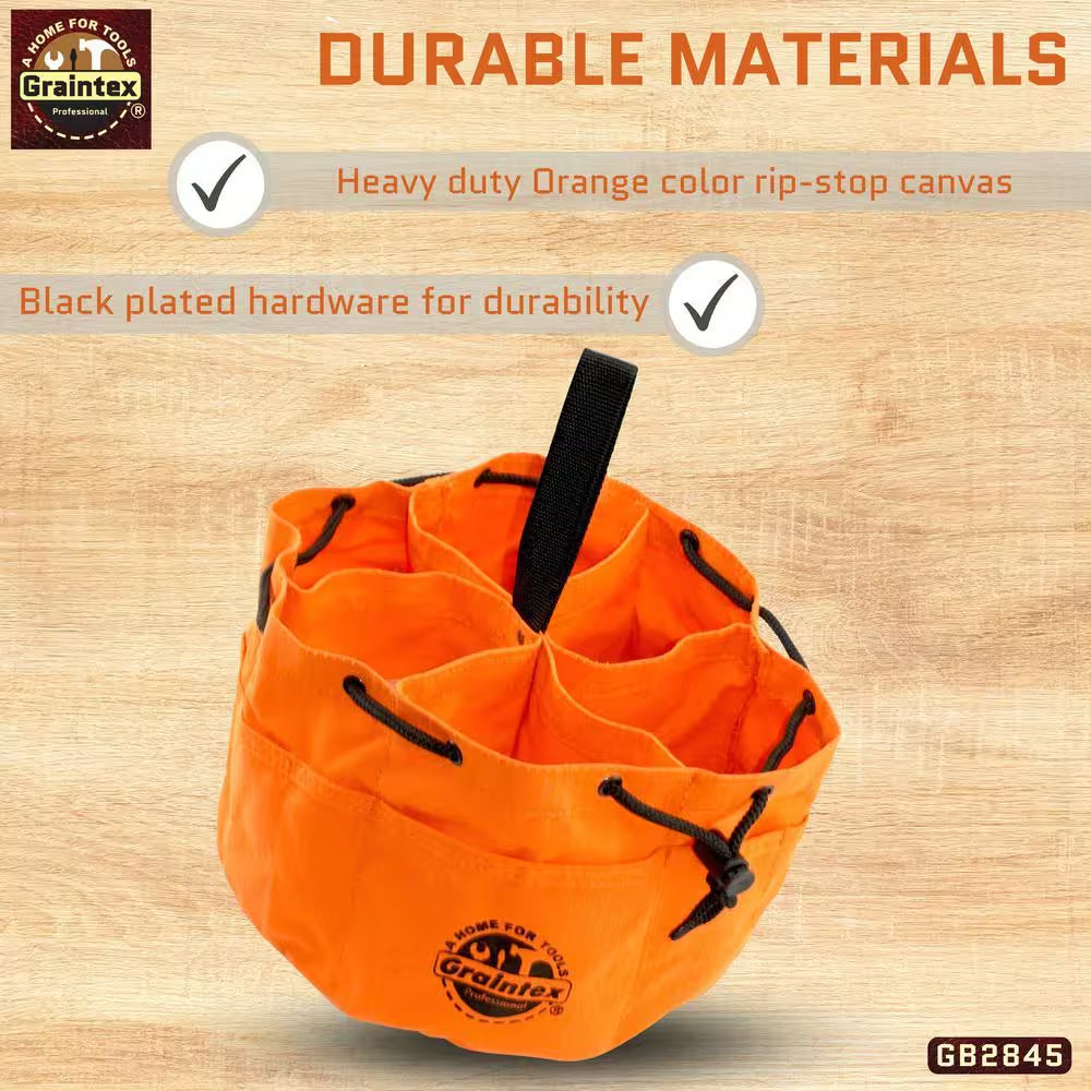10 In. 18-Pockets Grab Tool Bags with Drawstring Closure Set of 3