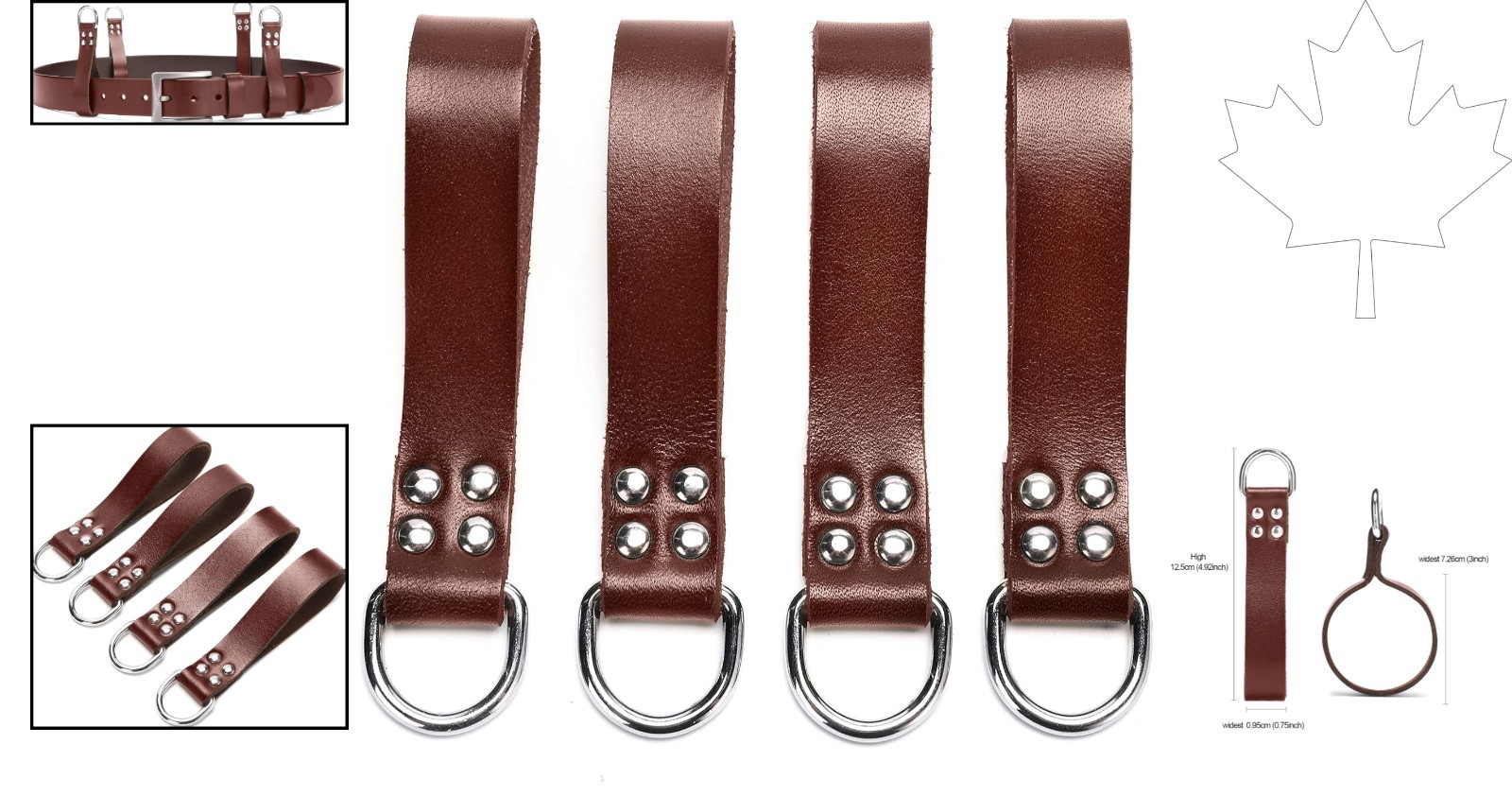 4-Piece Heavy Duty Leather Tool Belt Connectors Set – Universal Fit in Brown
