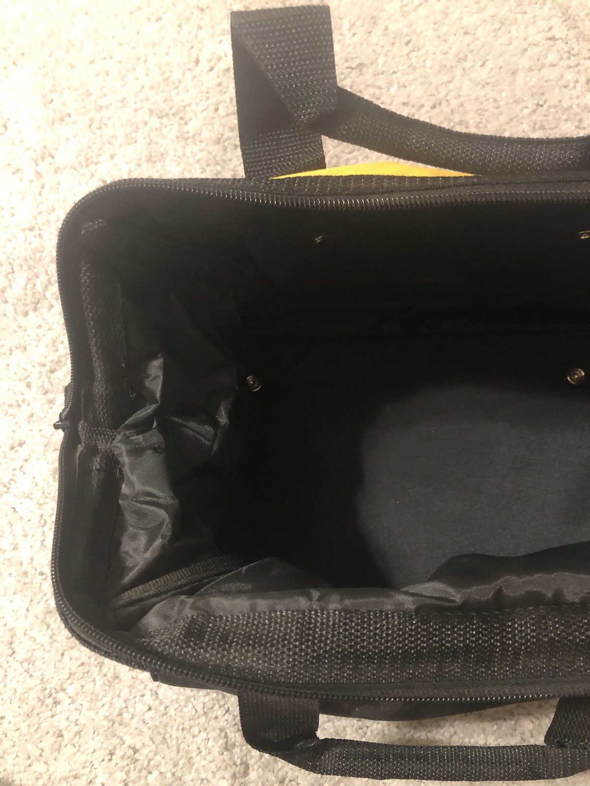DeWALT Contractor Tool Bag Small Soft Case Zippered Tote Black Yellow Storage