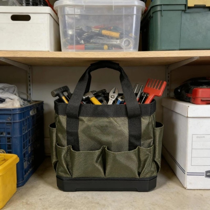 Durability Fabric Tool Bag With Reinforced Plastic Base Handle Box For Repair