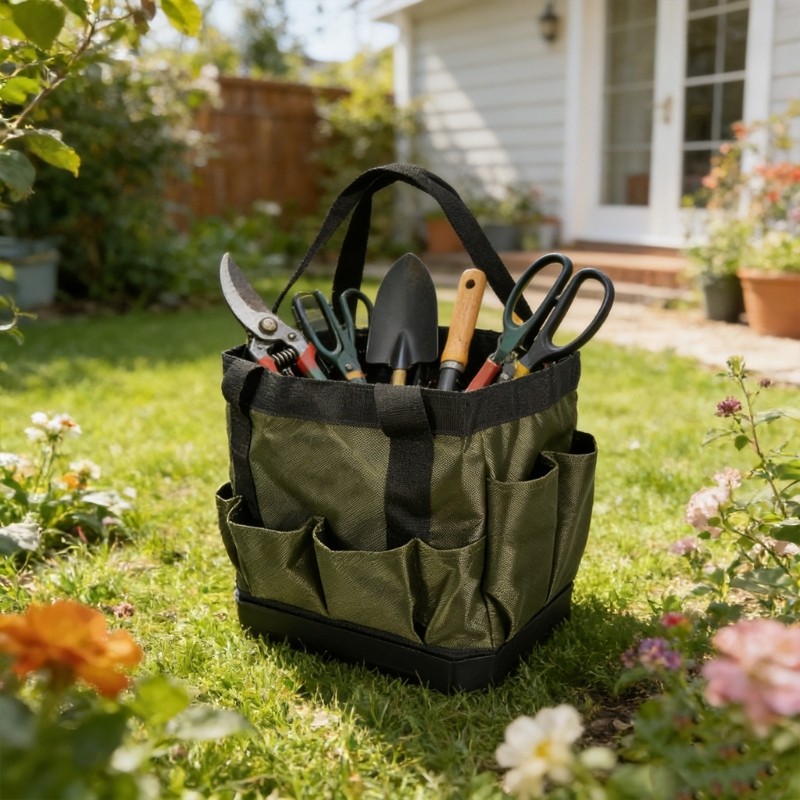 Durability Fabric Tool Bag With Reinforced Plastic Base Handle Box For Repair