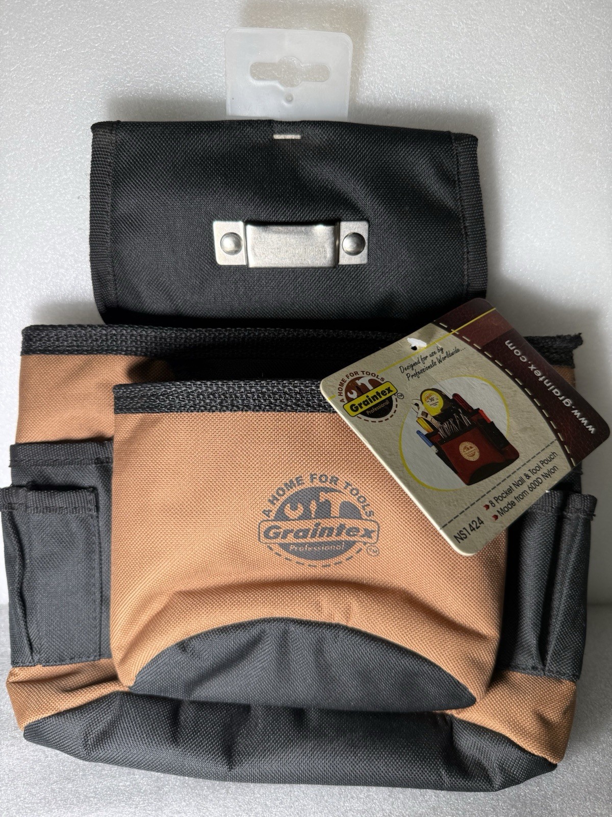 Graintex NS1424 8 Pocket Tool Pouch Black/Brown 600D Nylon Preowned With Tags