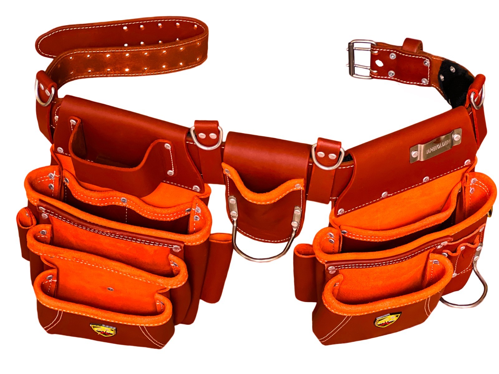 PRO 19 TOP GRAIN LEATHER FRAMER CARPENTER FASTENER TOOL BAG BELT TOOL RIG SET