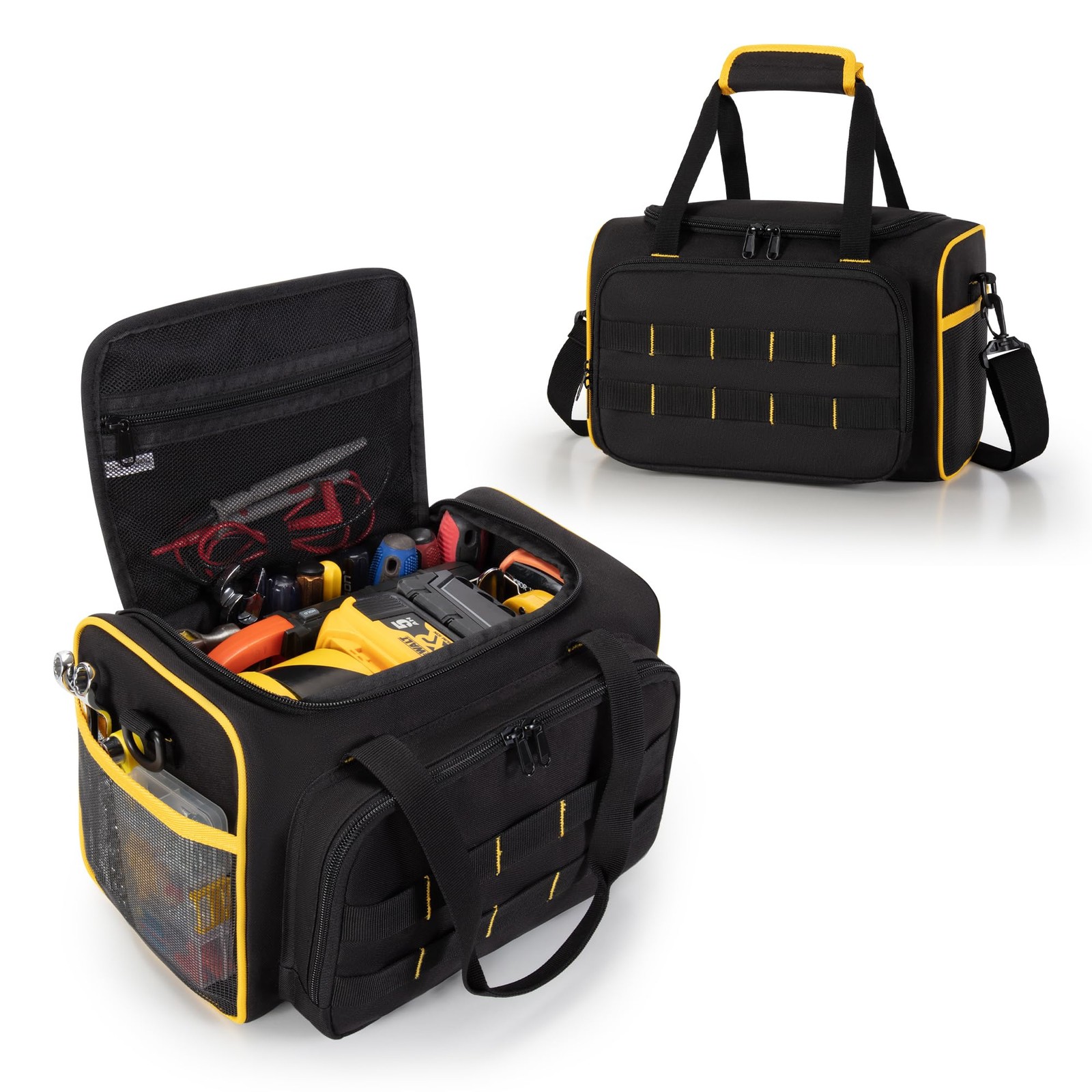 12-Inch Tool Bag with Multiple Pockets, Heavy Duty Tool Tote for Men, Black