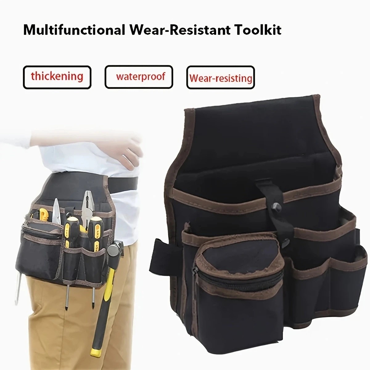 Multifunctional Electrician Tool Storage Waist Bag Wrench Drill Organizer Pouch