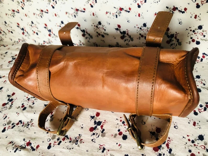 Bag Genuine Leather Vintage Motorcycle Strap Buckle Closure Tool Goat Brown Best