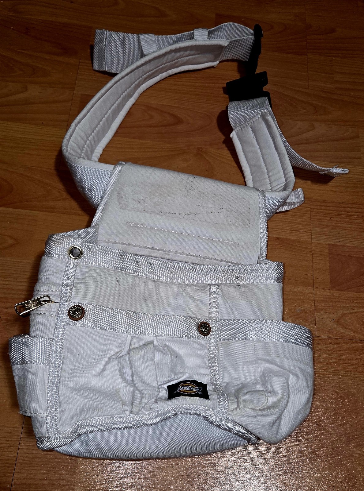 Dickies White Canvas Tool Belt Pouch Adjustable Strap Quick Release Buckle