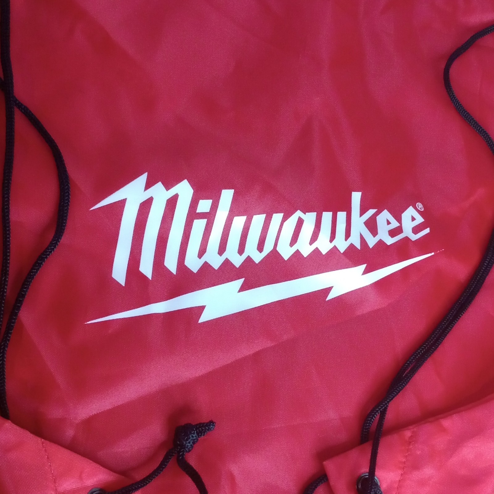 Milwaukee Red/Black Drawstring Tool Bag Sack Backpack w/ Cord Straps