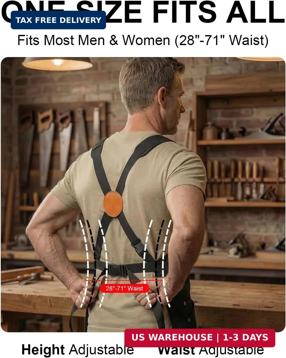Heavy Duty Canvas Tool Aprons for Men: 6-Pocket, with Quick-Release Buckle, Ergo