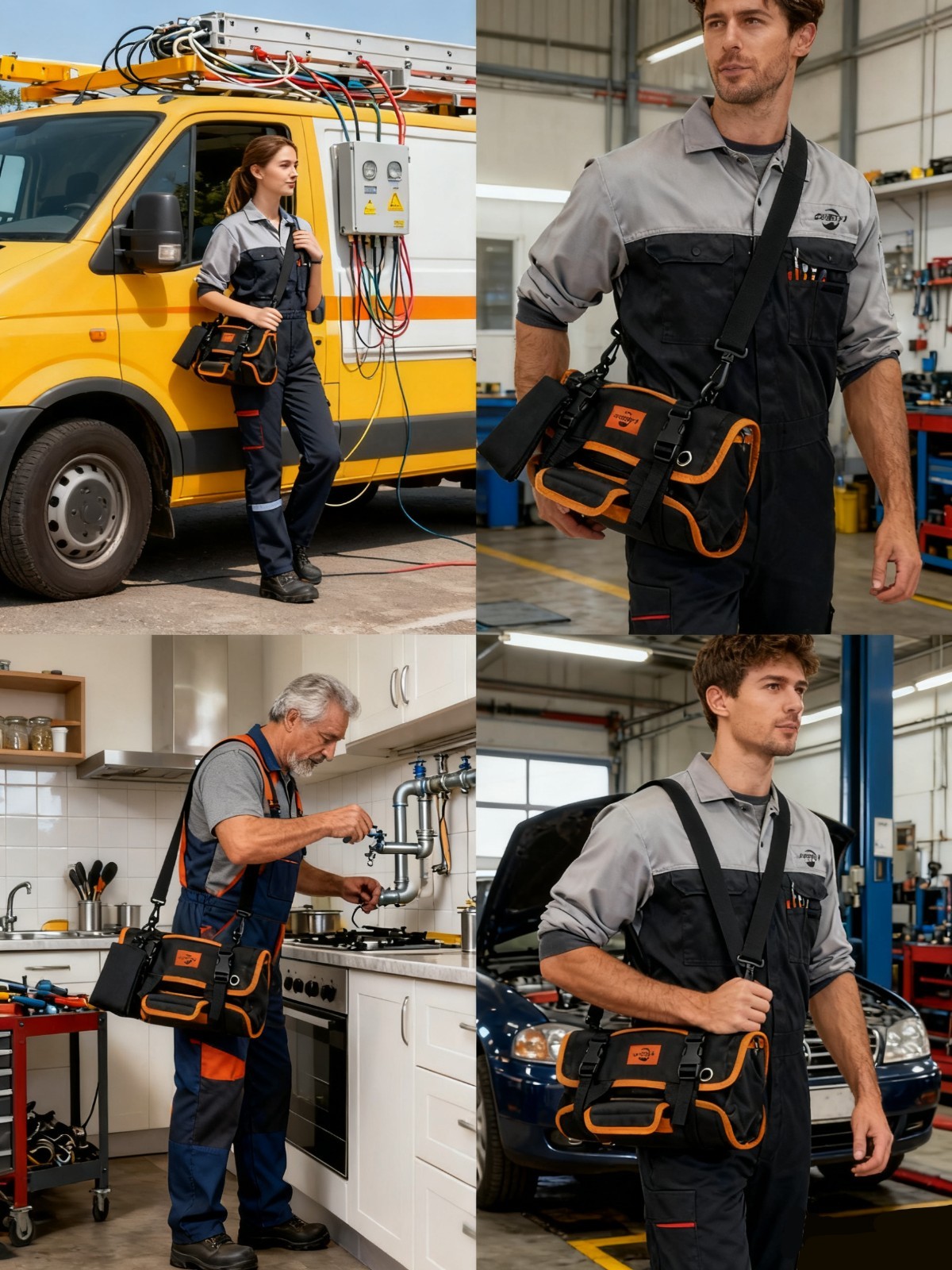 600D Oxford fabric ​​Portable Multi – Functional Tool Bag with Multiple Pockets