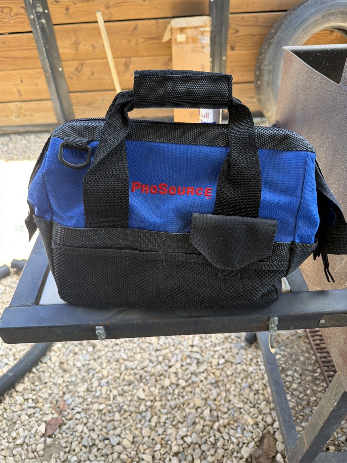 ProSource Wide-Mouth Tool Bag Multiple 16 Pockets Blue & Black 12x10x8