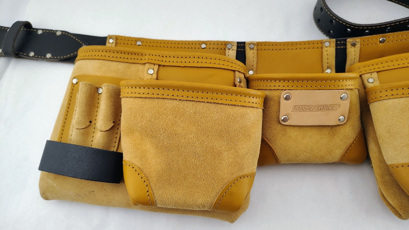 Masterforce Suede Leather 11-Pocket Tool Belt DIY Projects 2″ belt Heavy Duty