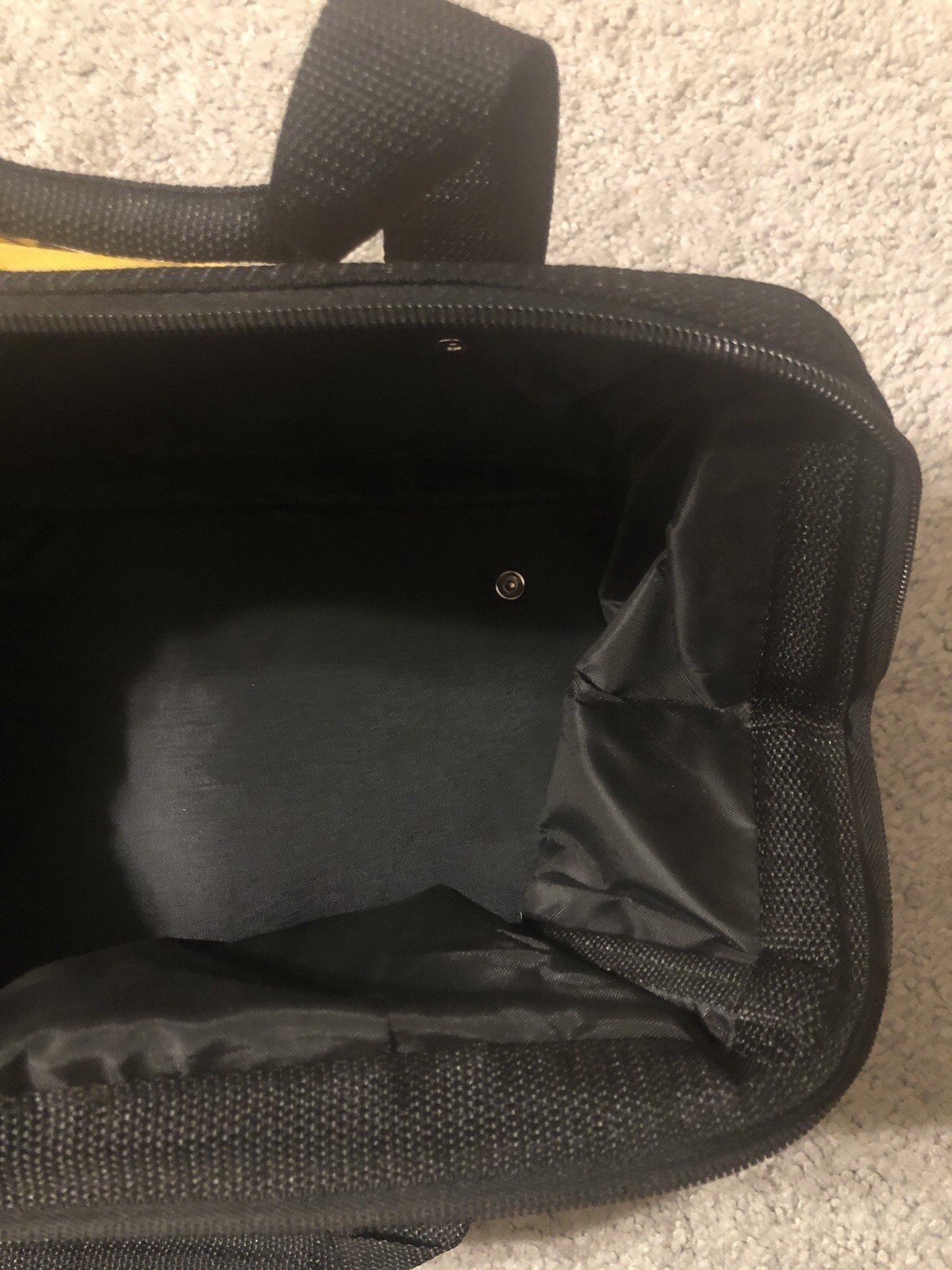 DeWALT Contractor Tool Bag Small Soft Case Zippered Tote Black Yellow Storage