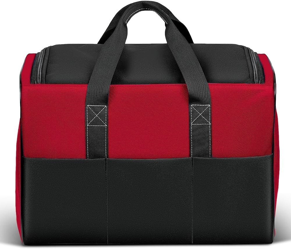 17″ Tool Bag for Men 6-Pocket Waterproof Organizer Red & Black Double Zipper