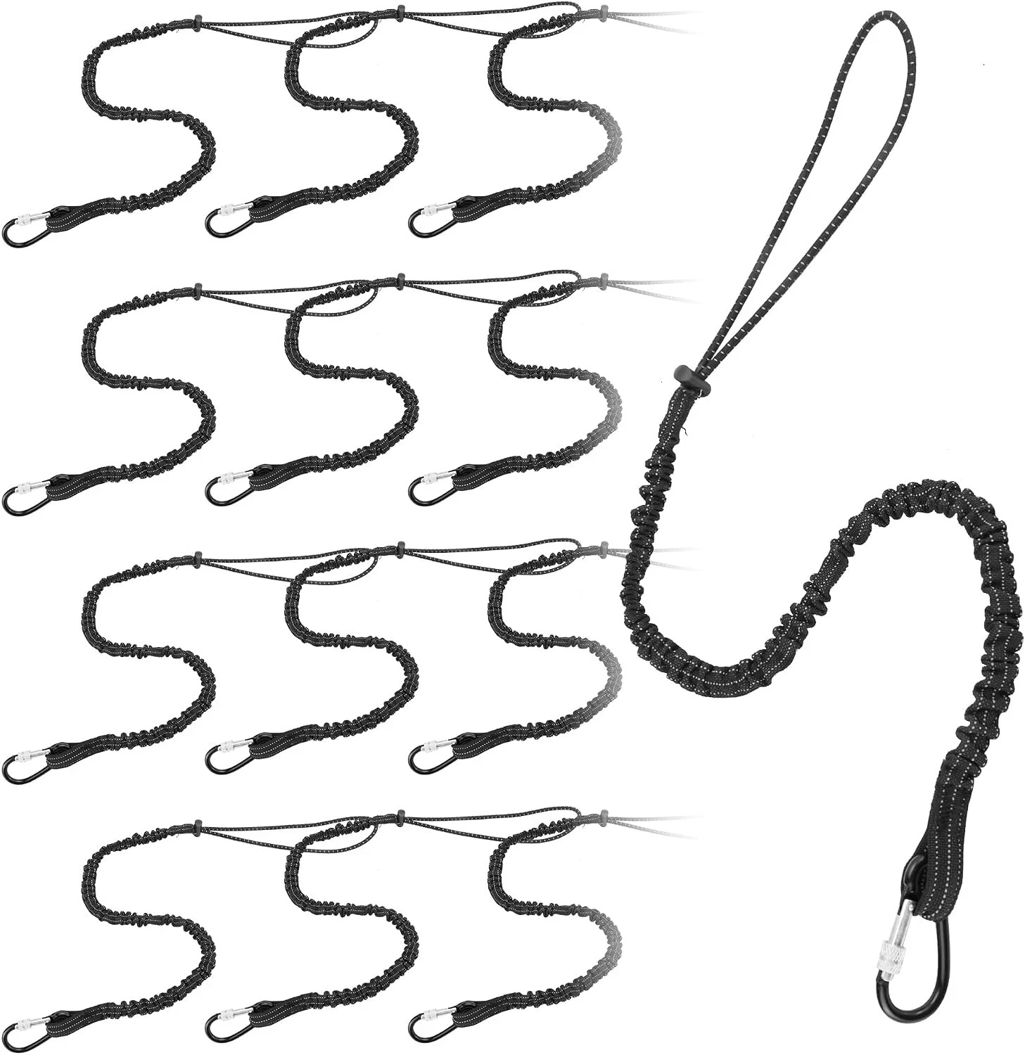 12 Pack Black Tool Lanyards for Hand Tools Lanyard Safety Tool Leash Retractab