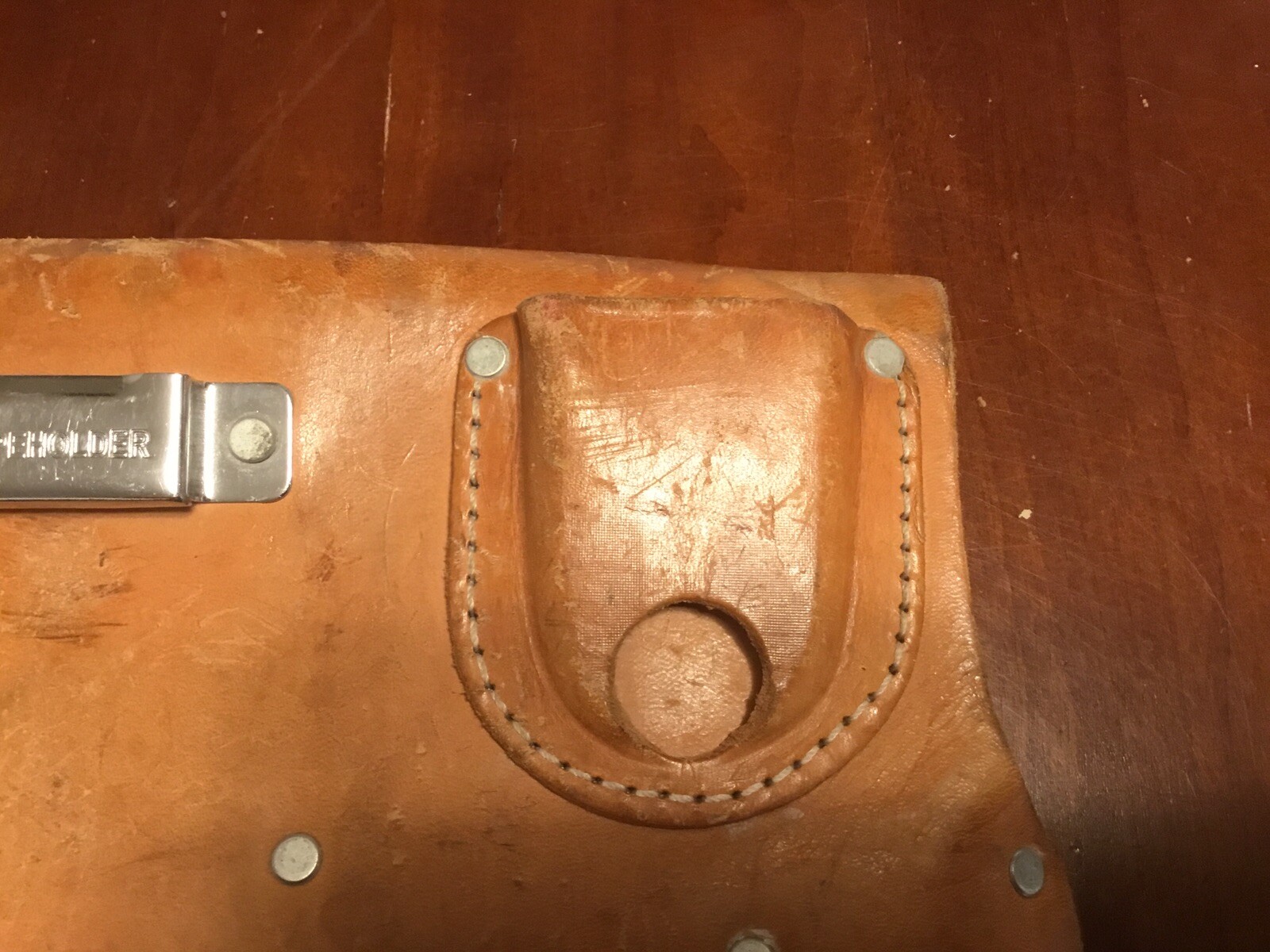 CLC Work Gear Top Grain Leather Tool Belt 7 Pocket Pouch Heavy Duty Used 10.5”