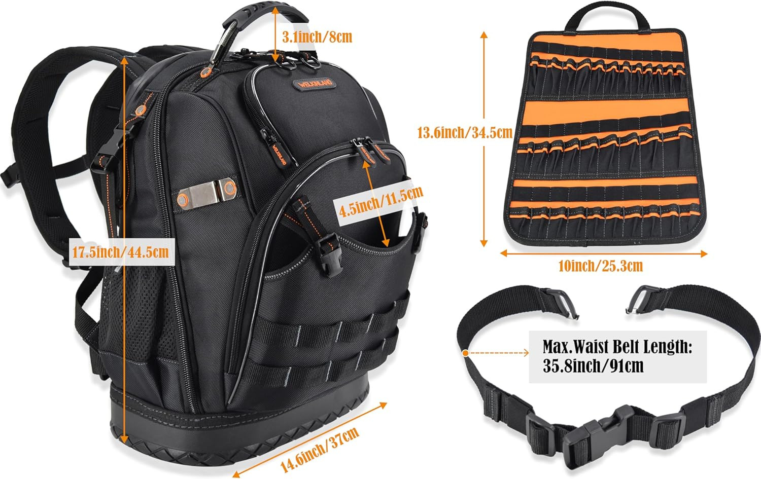 77-Pocket Electricians Tool Backpack – Heavy-Duty HVAC & Construction Bag