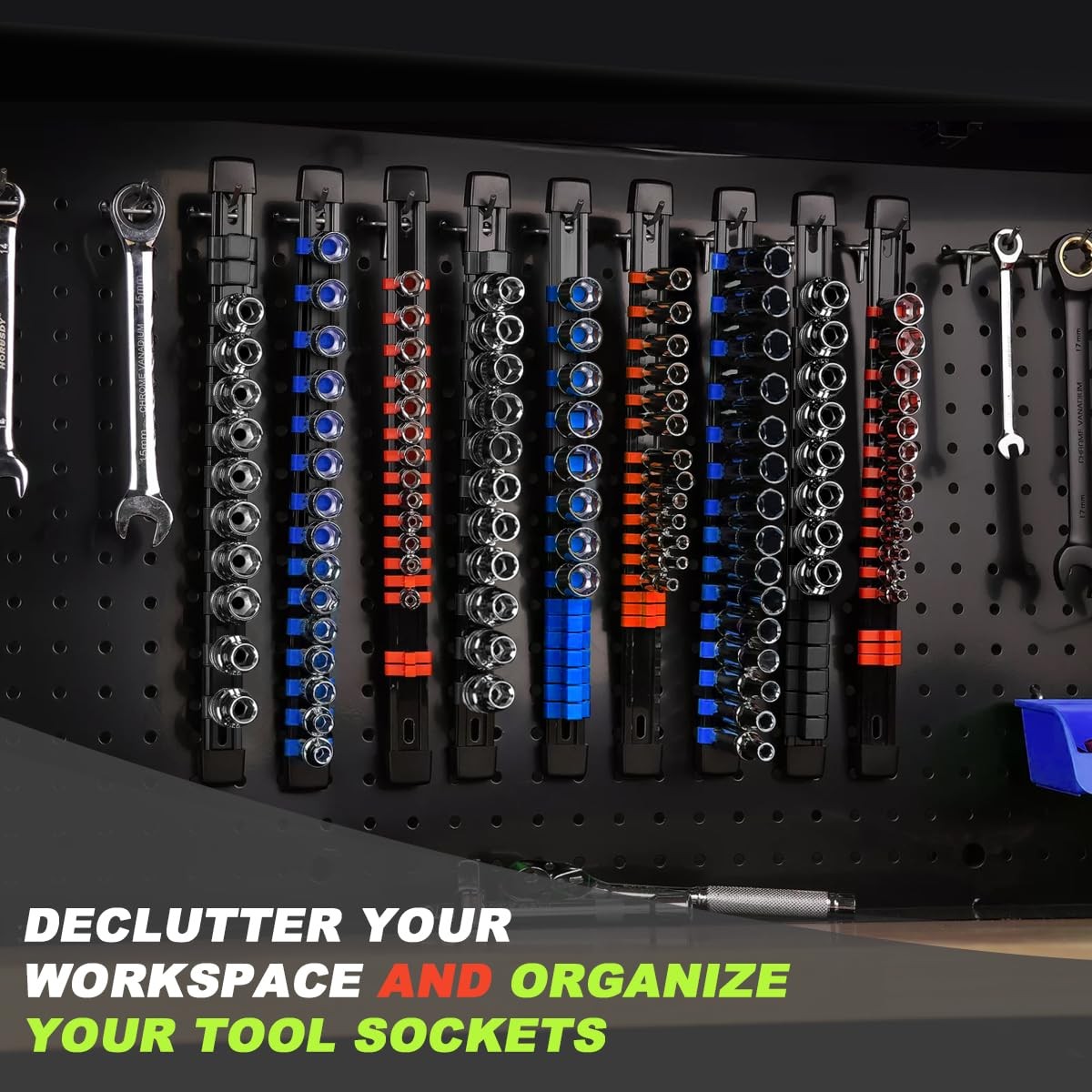 3-Piece Socket Organizer Rail Set, Premium Holder, Heavy-Duty Rack Kit 3 Pcs