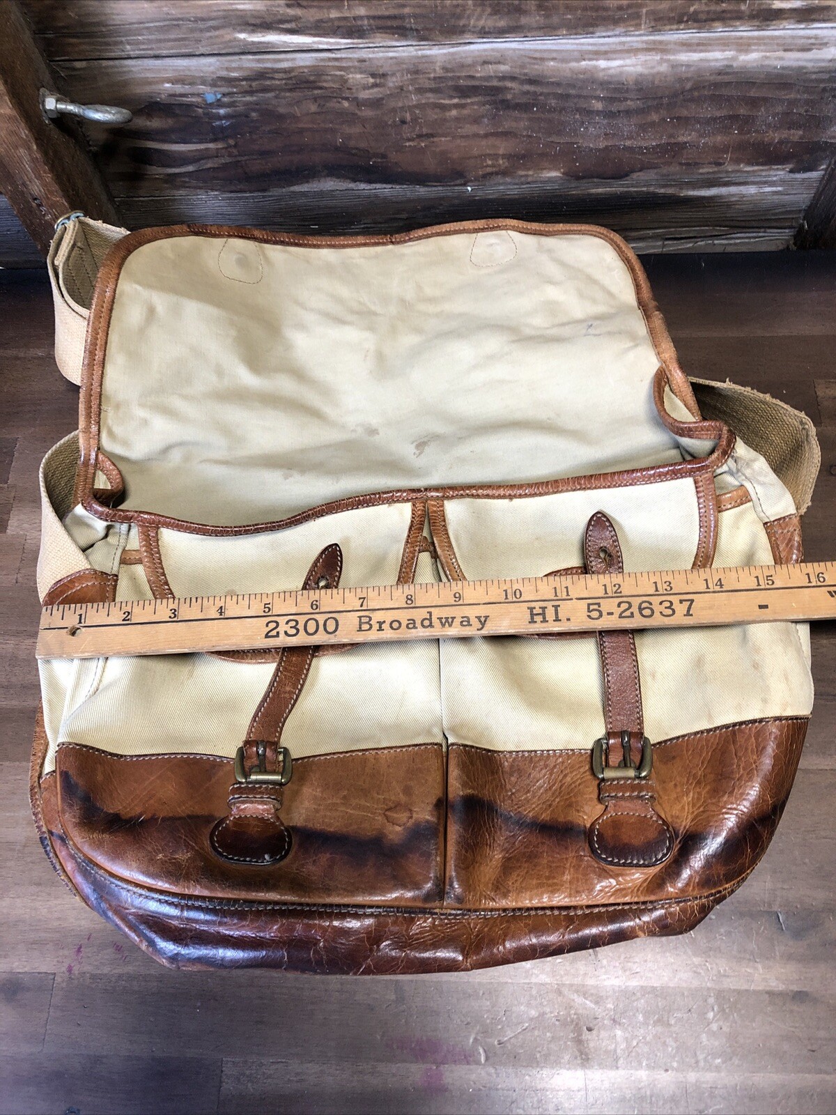Vintage Canvas & Leather Shoulder Bag made in England