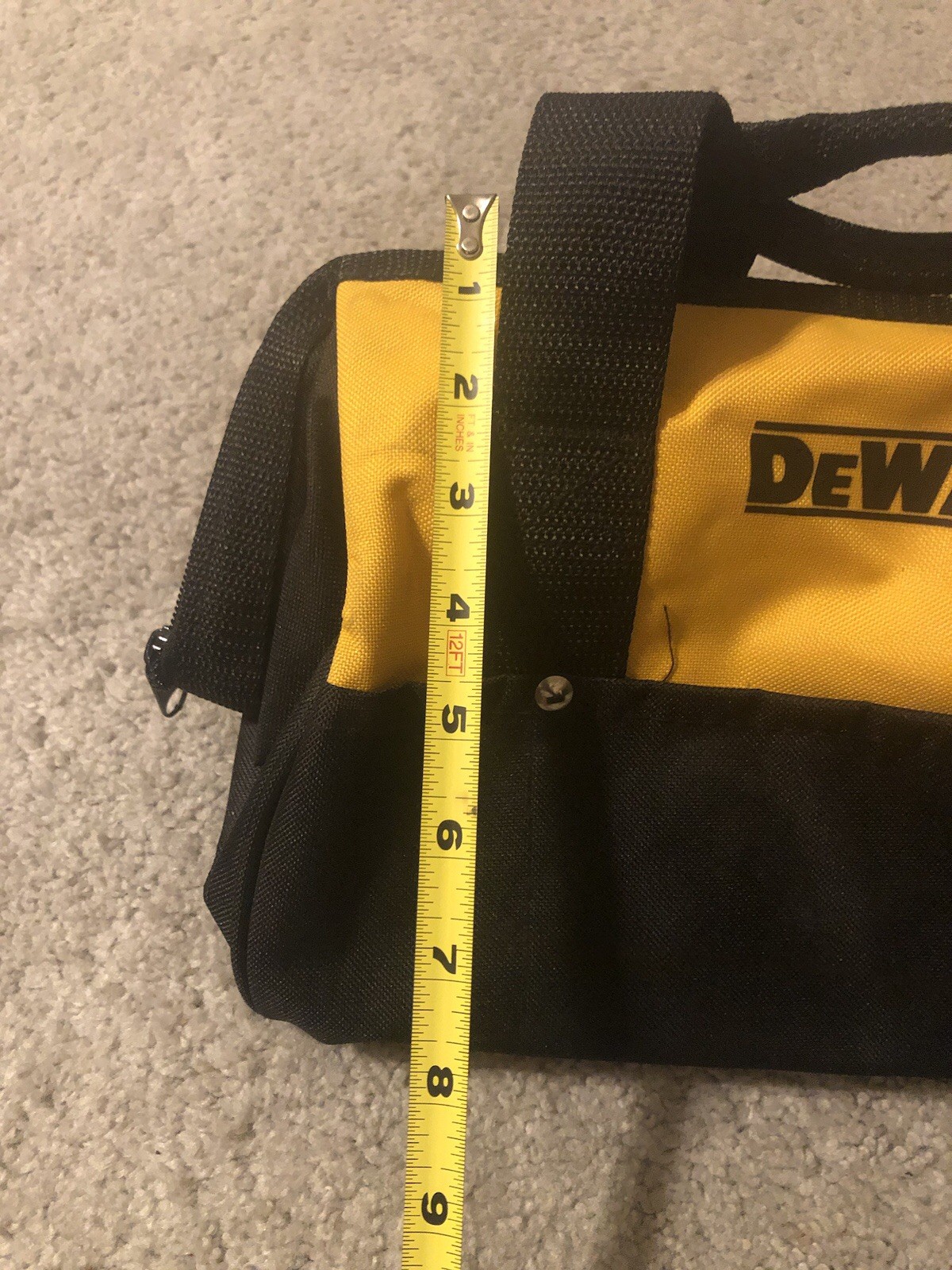 DeWALT Contractor Tool Bag Small Soft Case Zippered Tote Black Yellow Storage