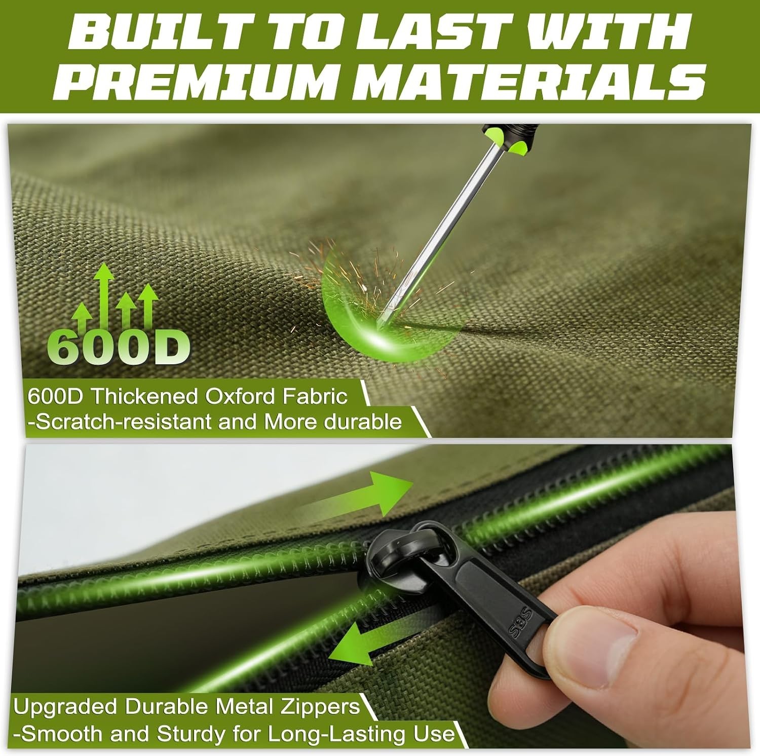 3-Pack Durable Waterproof Tool Pouch Zipper Bags with Carabiner Accessories