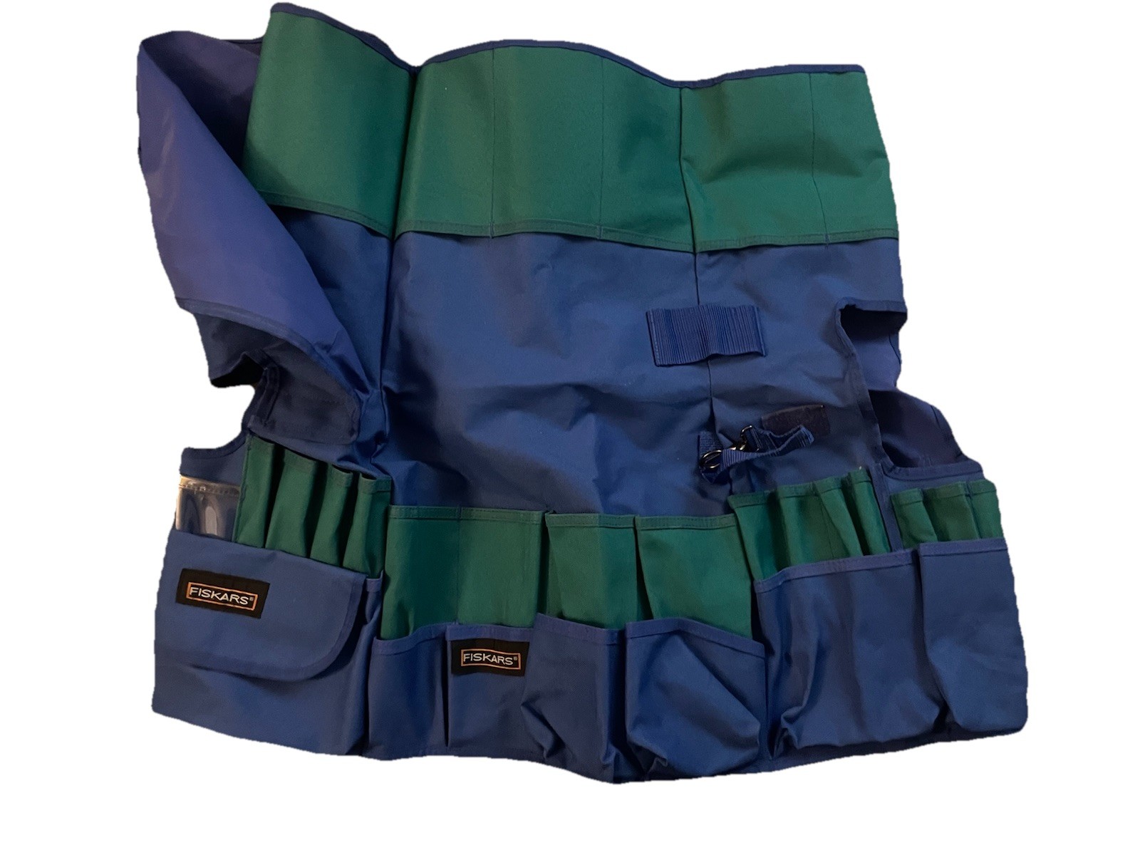 Fiskars Tool Organizer Apron Caddy Blue Green Hanging Work Storage Used