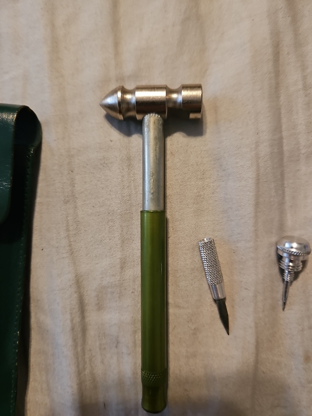 ARTAMOUNT Small Leather Hammer w/ Hole Punch Screwdrivers. Leather case.