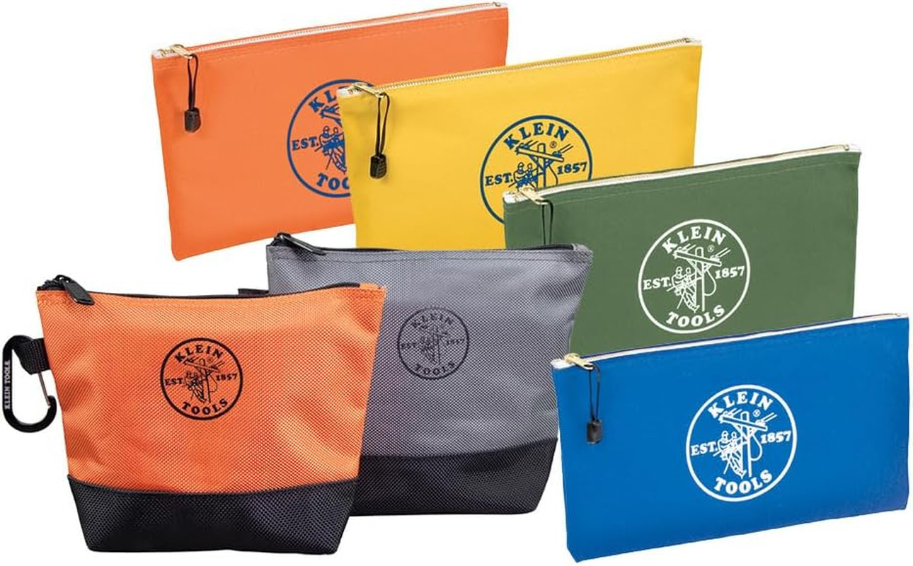 80056 Tool Bag Storage Kit, 1680D Stand-Up and Canvas Zipper Pouches, Assorted C