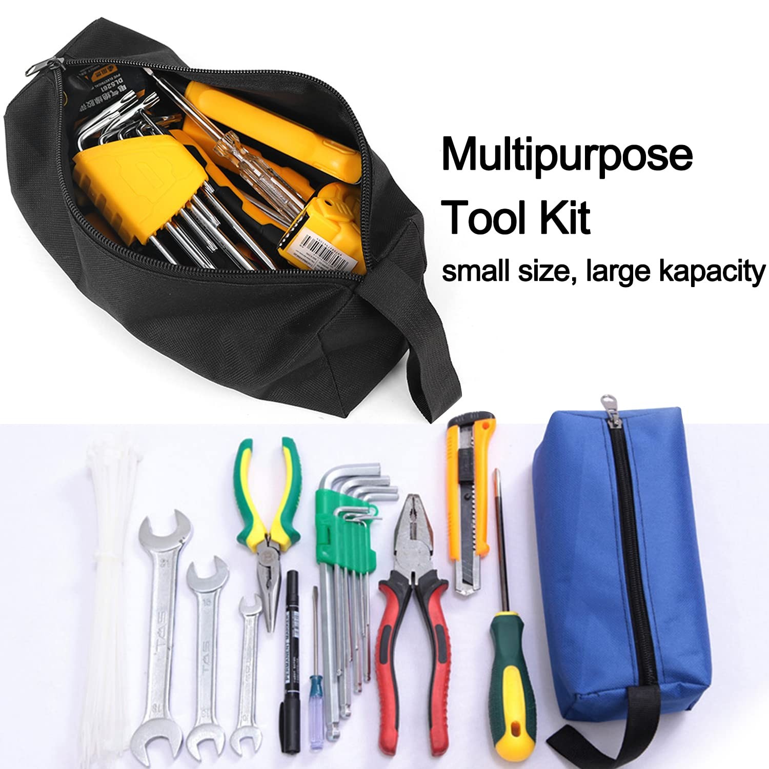 5 Pack Canvas Tool Pouch of Two Sizes, Tool Pouches with Zipper, Multipurpose…