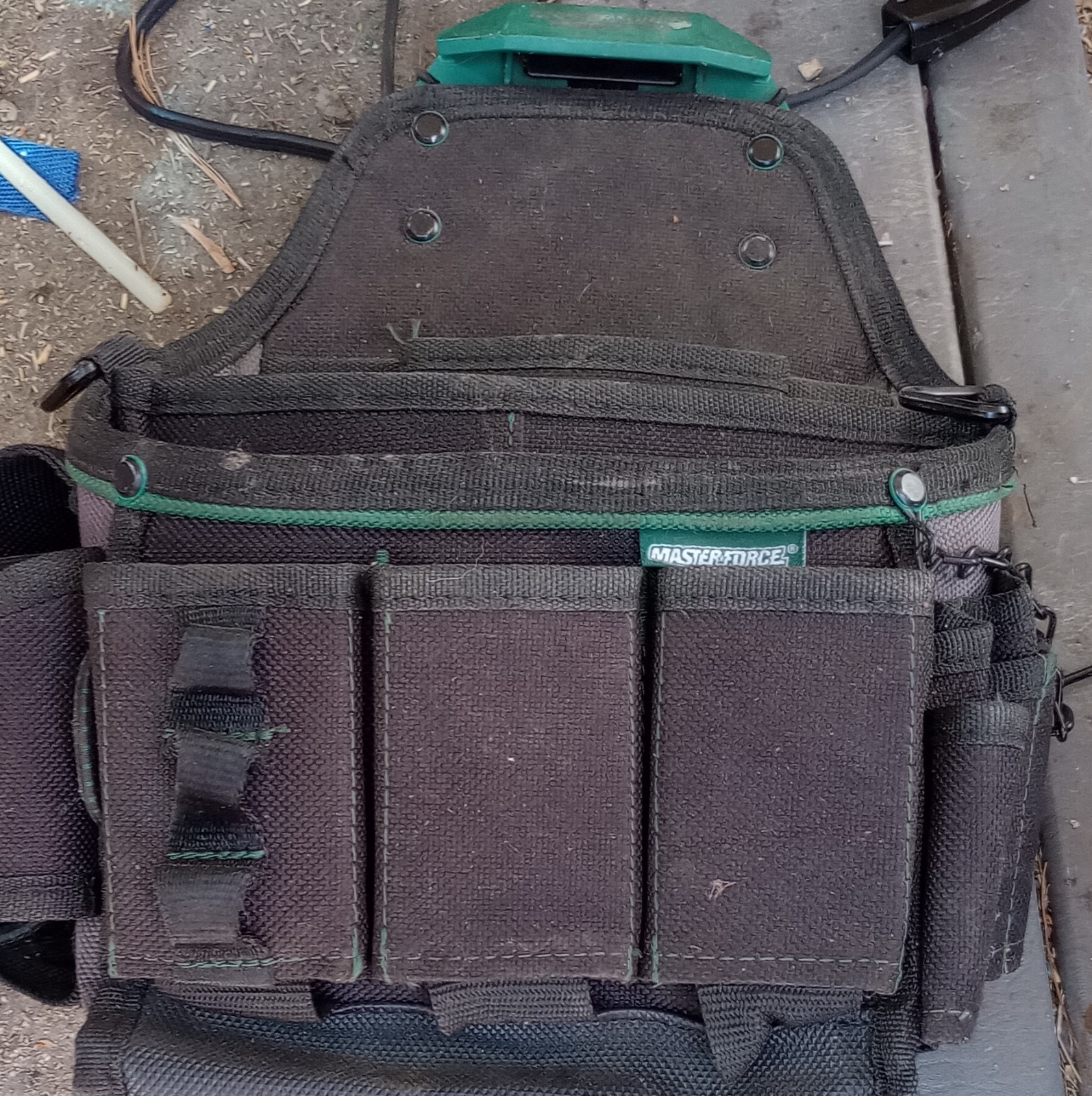 Masterforce Tool Pouch Black Green Canvas Durable Single Item