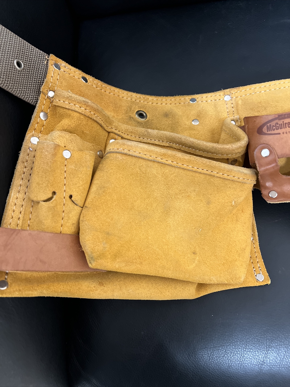 McGuire-Nicholas heavy suede cowhide tool belt model Ms490 100% Split Leather
