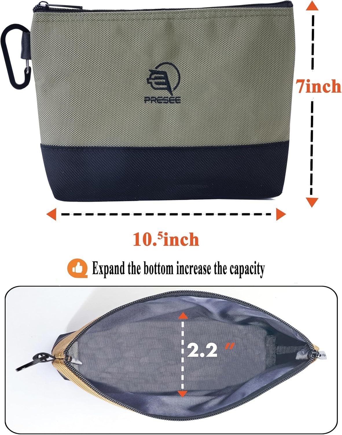 Heavy-Duty 1680D Waterproof Tool Pouch with Carabiner – Compact 10.5” Size