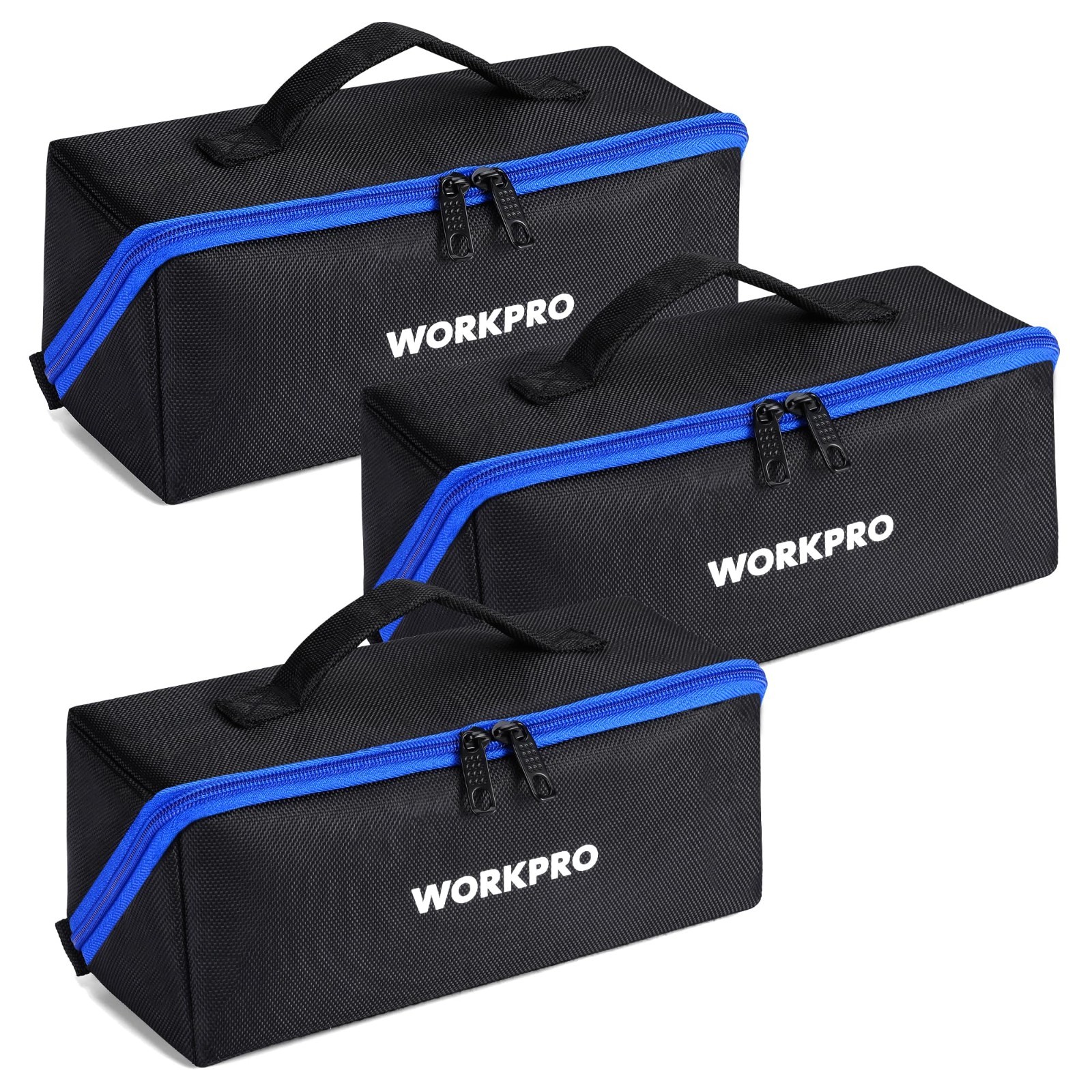10″ Tool Bags 3 Pack – Zipper Pouch, Wide Mouth Design, 1680D Fabric, Durable St
