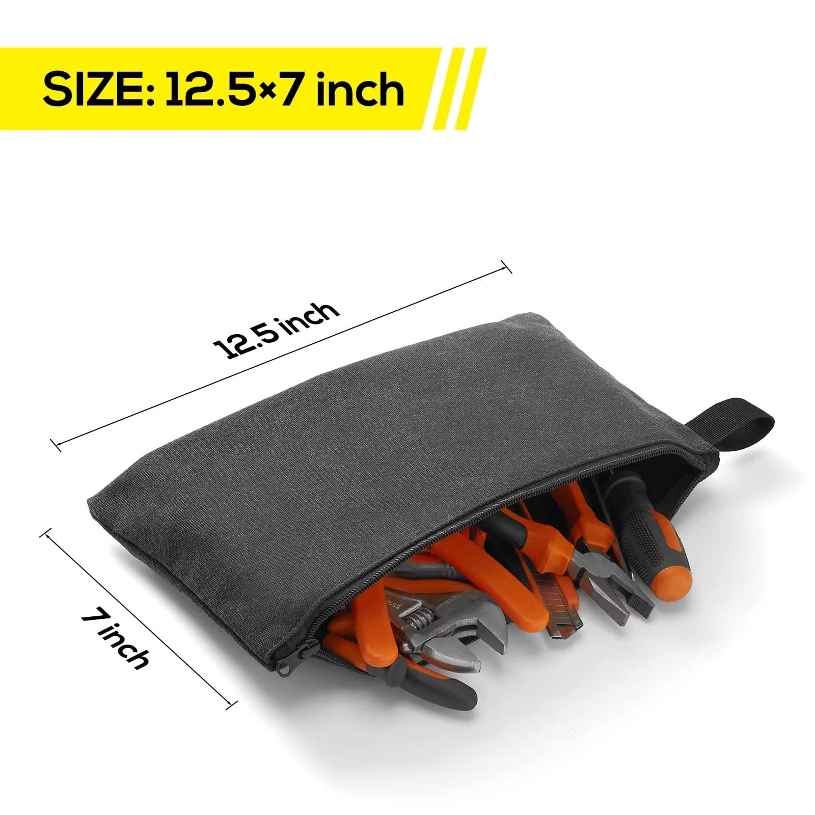 8 Pack Canvas Tool Pouch with Zipper,Upgrade 16 oz Heavy Duty Small Tool Bag,…