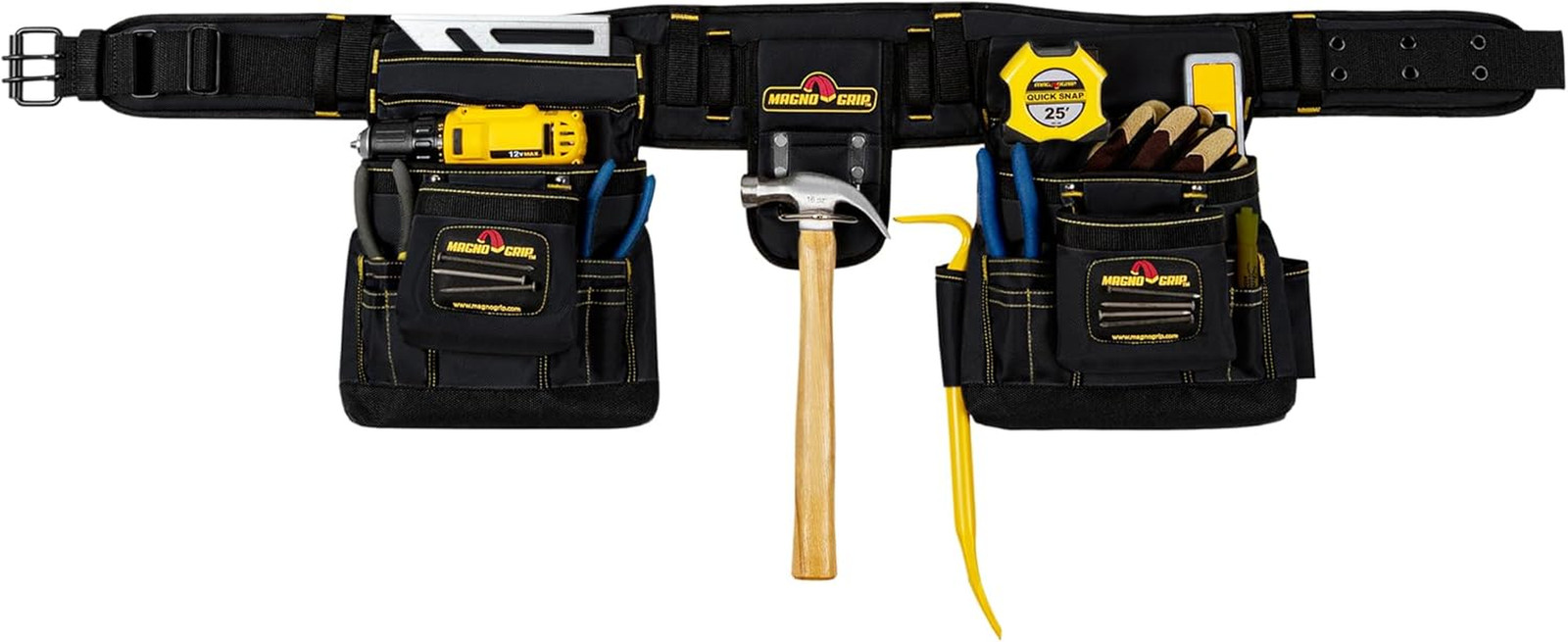 Durable 19-Pocket Tool Belt with Magnetic Storage & Padded Support – Black