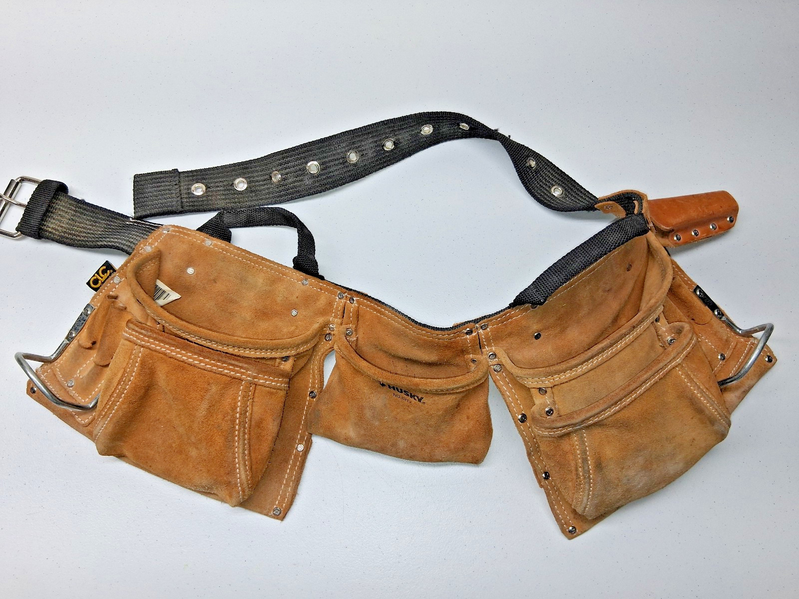 CLC Suede Leather Carpenter Tool Belt Apron Rig Husky Pocket Steel Hammer Loops