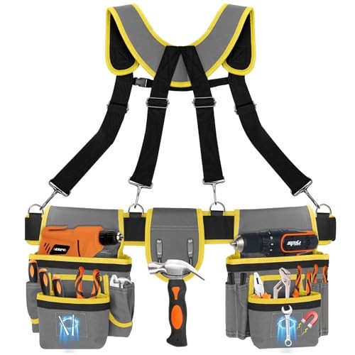 Tool Belts for Men with Magnetic Function, Large Yellow and Black