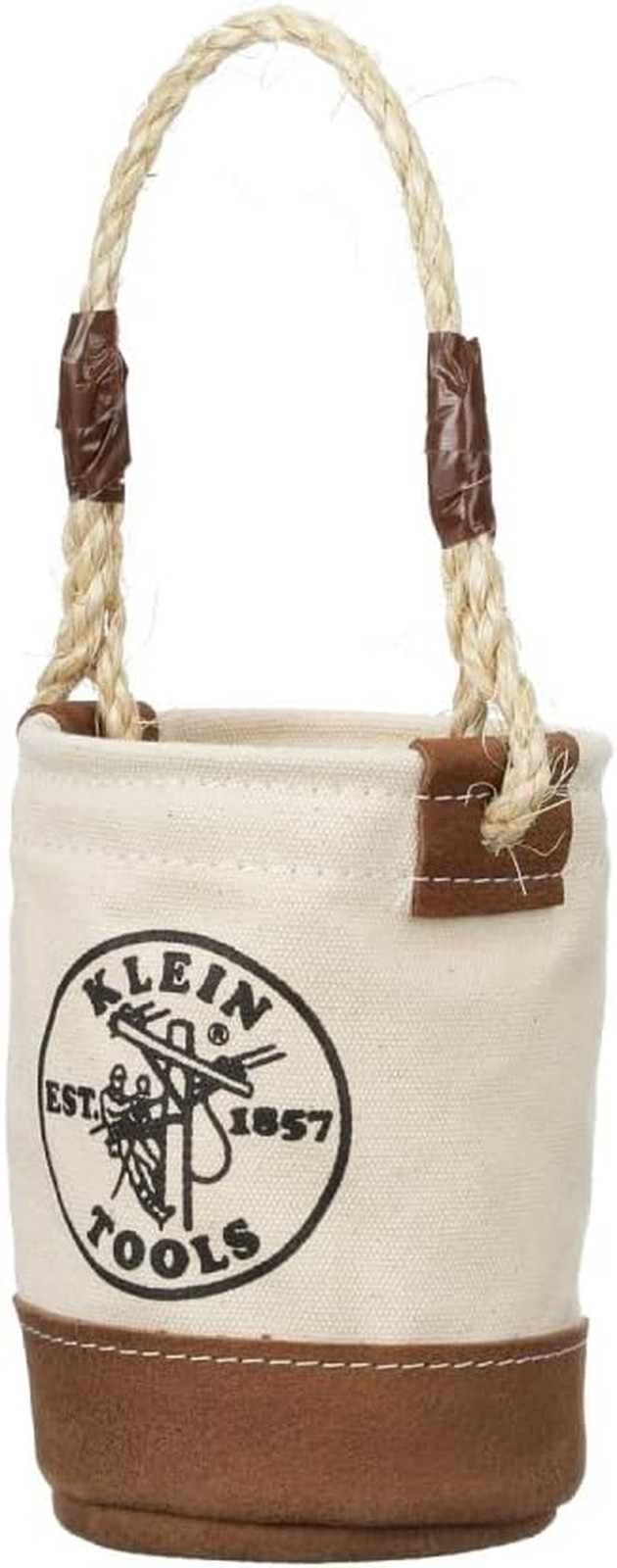 Klein Tools 5104MINI Mini Tool Bucket, All-Purpose Tool Bucket with Leather-Bott