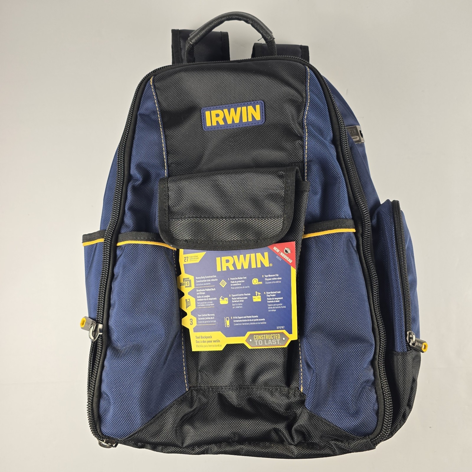 Irwin Heavy Duty Jobsite Tool Backpack Organizer Bag Electrician 27 Pocket New