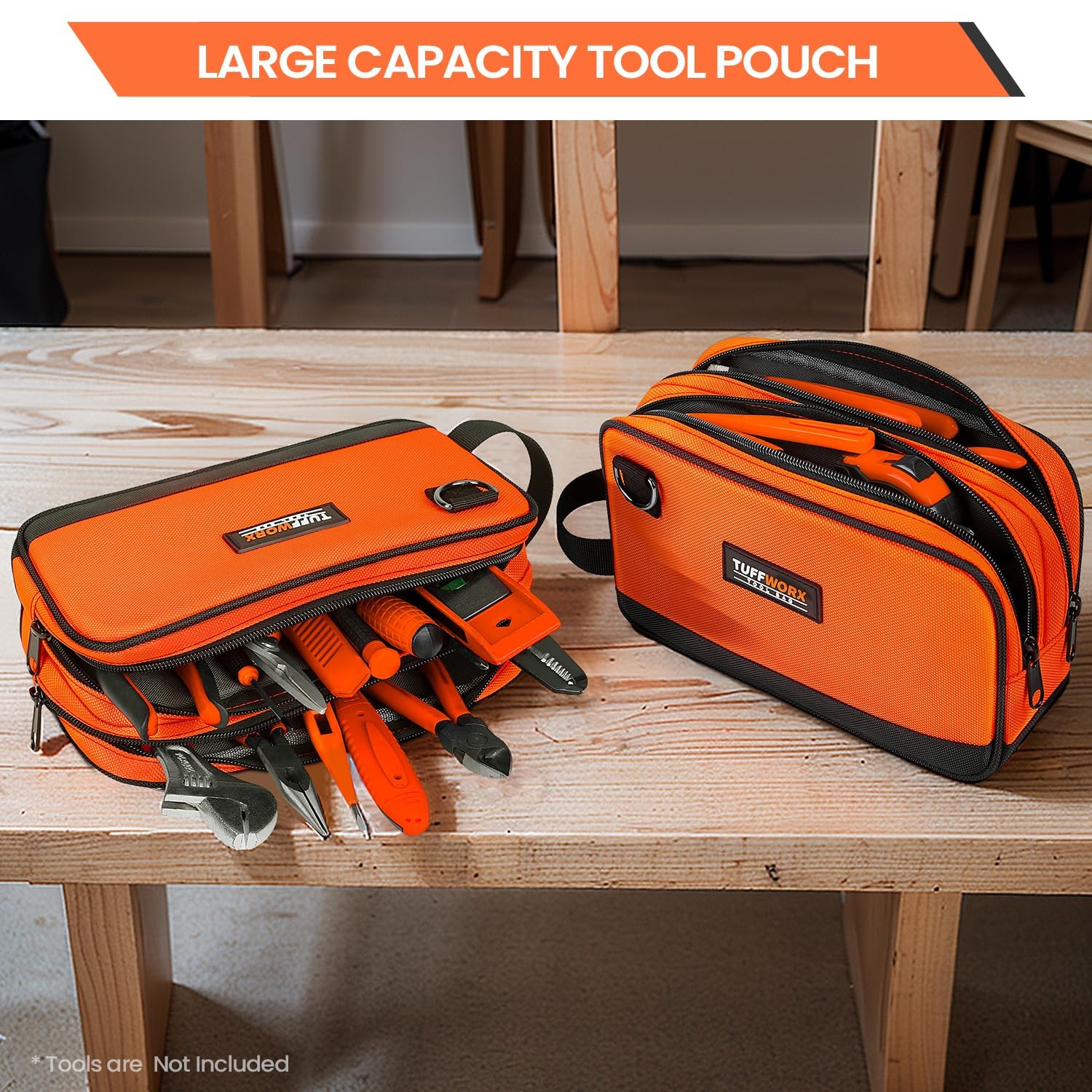 Tool Bag, 12″ Small Tool Pouch Waterproof 600D Dual Compartments Tool Organiz…