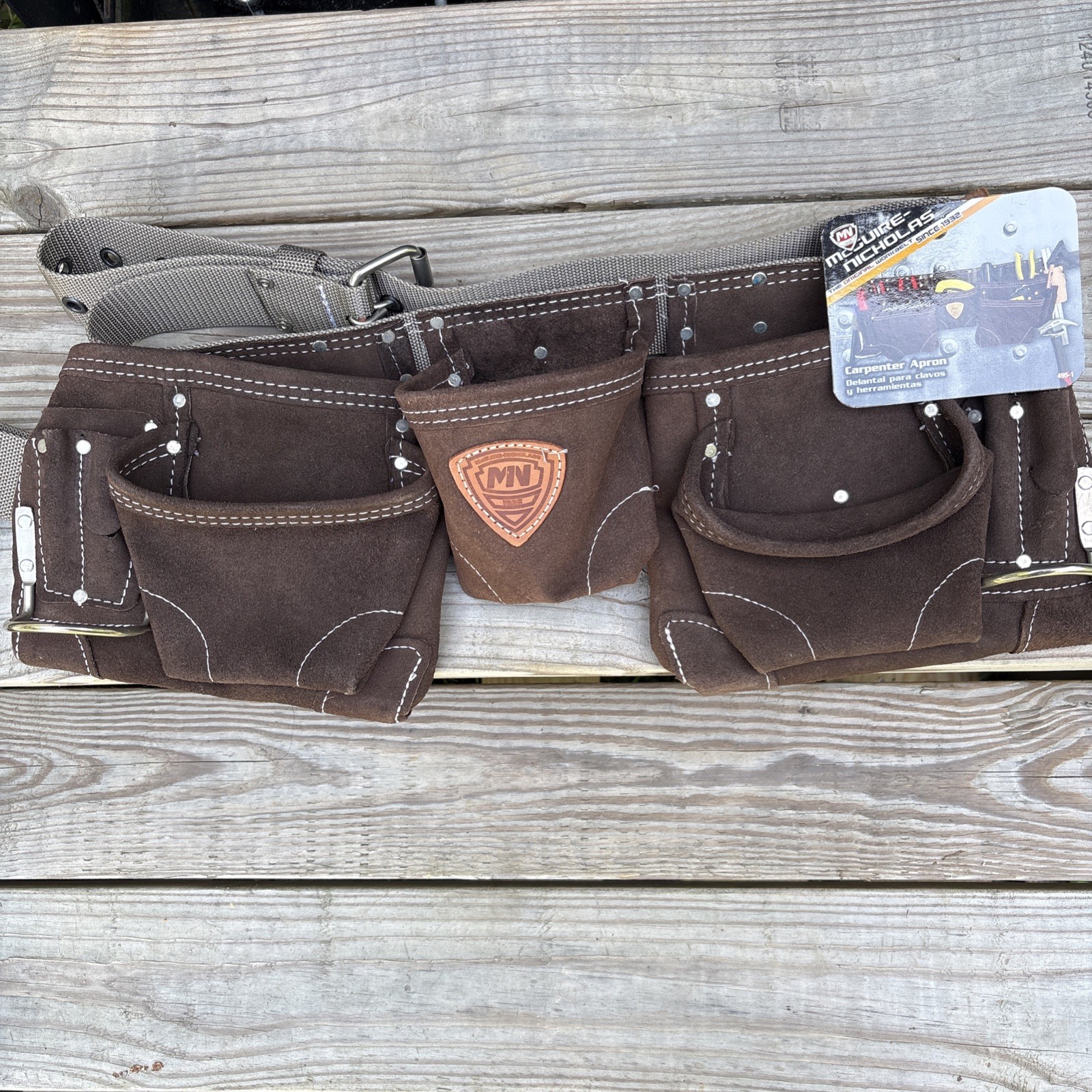 McGuire-Nicholas Pocket Leather Waist Tool Belt Contractor’s Apron Suede Dark